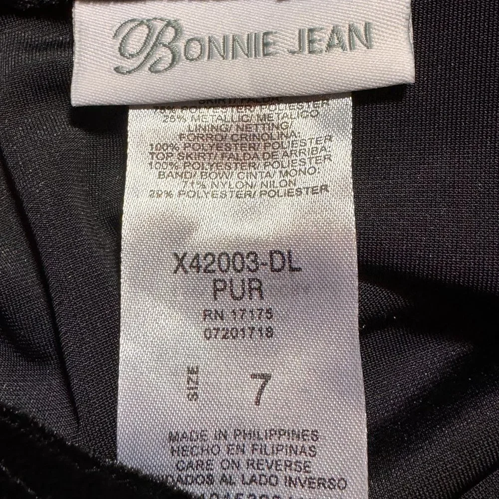 Bonnie Jean velvet drop waist plaid dress size 7